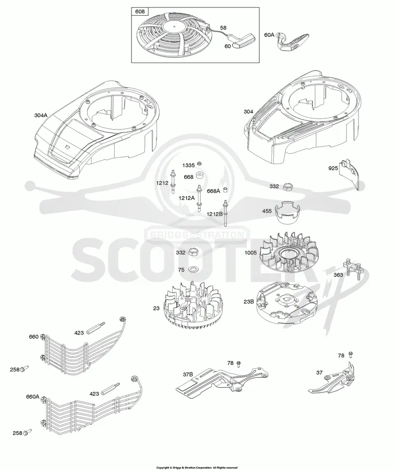 Blower Housing, Cover/Guards, Flywheel, Rewind Starter