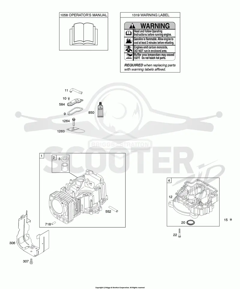 Cylinder, Engine Sump, Operators Manual, Warning Label