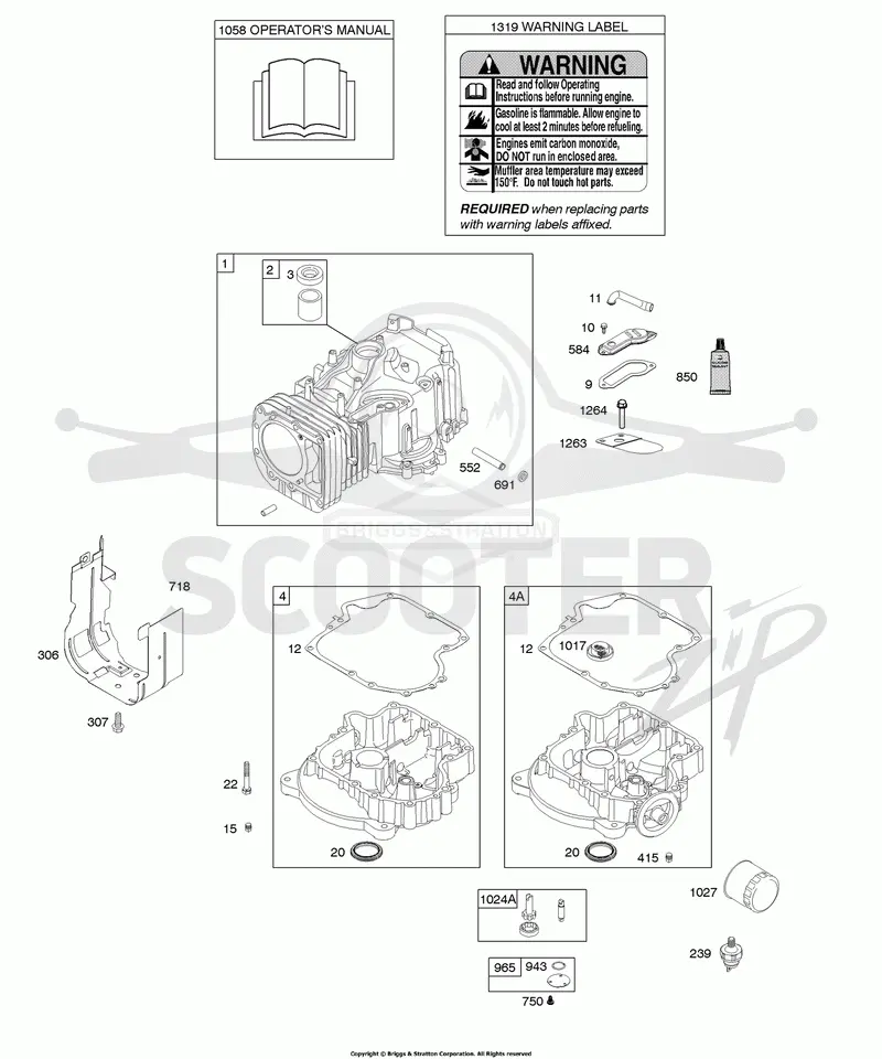 Cylinder, Engine Sump, Operators Manual, Warning Label