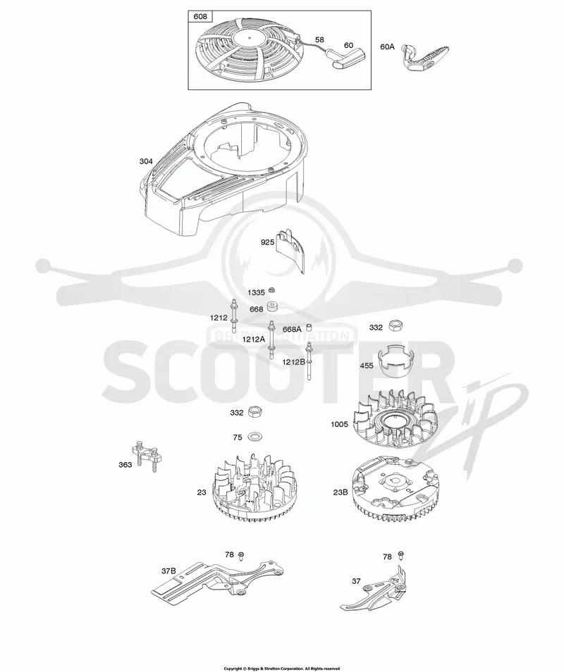 Blower Housing, Cover/Guards, Flywheel, Rewind Starter