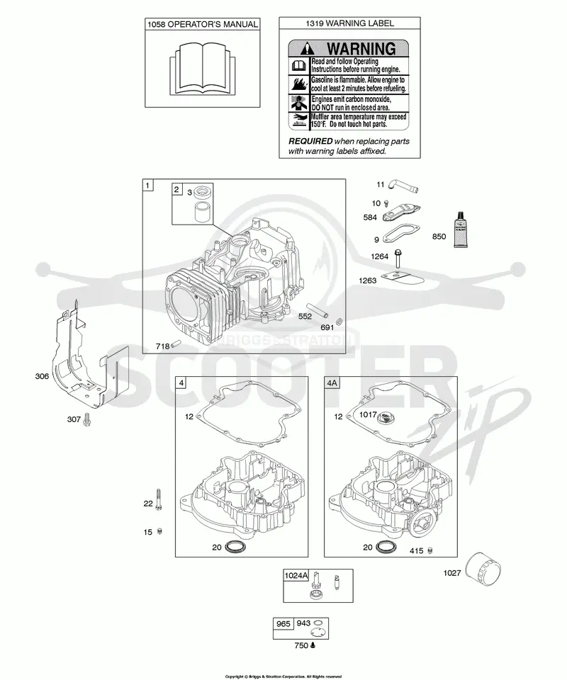Cylinder, Engine Sump, Operators Manual, Warning Label