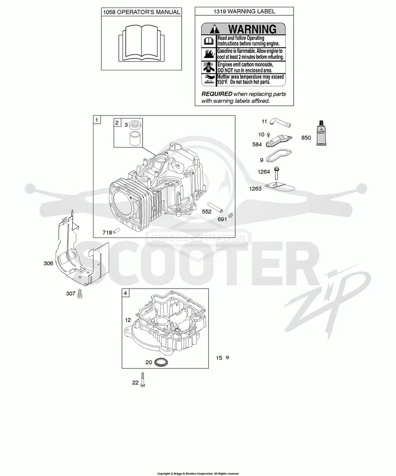 Cylinder, Engine Sump, Operators Manual, Warning Label