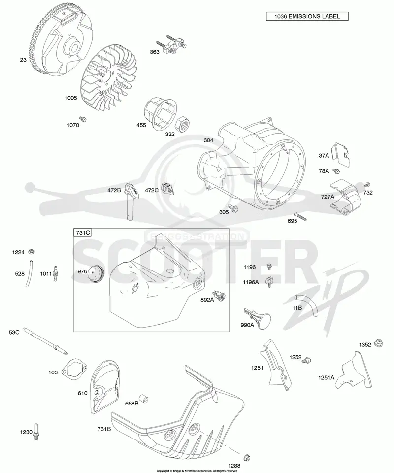 Blower Housing/Shrouds, Exhaust System, Flywheel