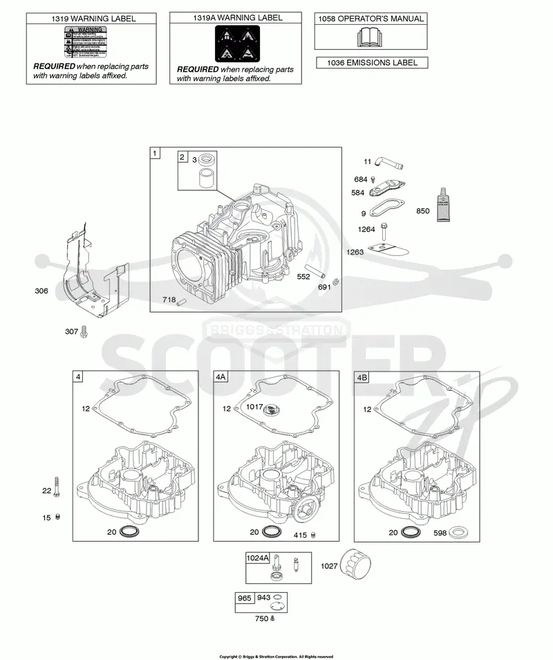 Cylinder, Engine Sump, Lubrication, Operators Manual, Warning Label