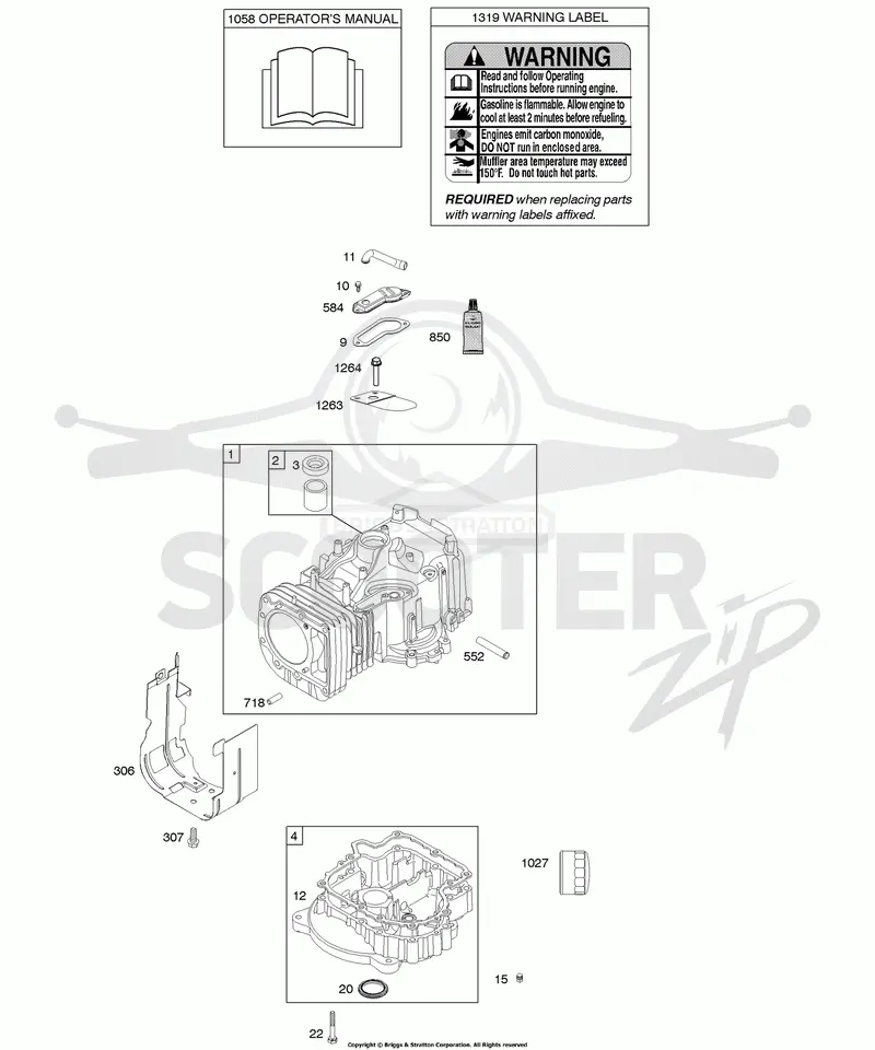 Cylinder, Engine Sump, Operators Manual, Warning Label