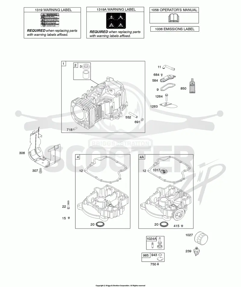 Cylinder, Engine Sump, Lubrication, Operators Manual, Warning Label