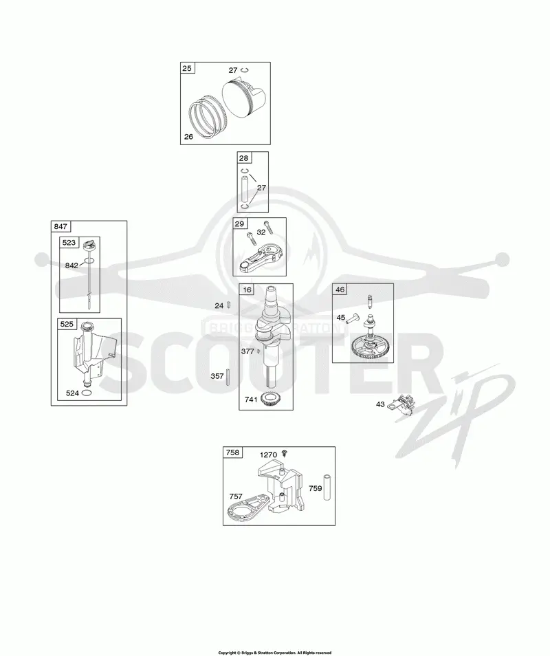 Camshaft, Crankshaft, Piston, Rings, Connecting Rod