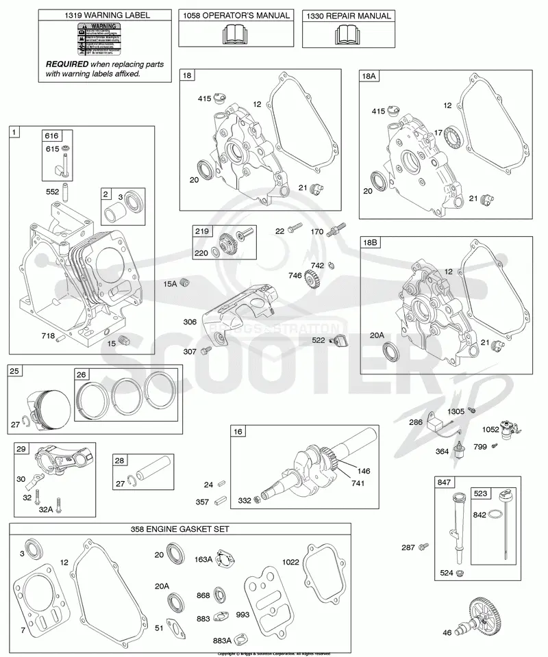 Camshaft, Crankcase Cover, Crankshafts, Cylinder, Lubrication, Piston Group