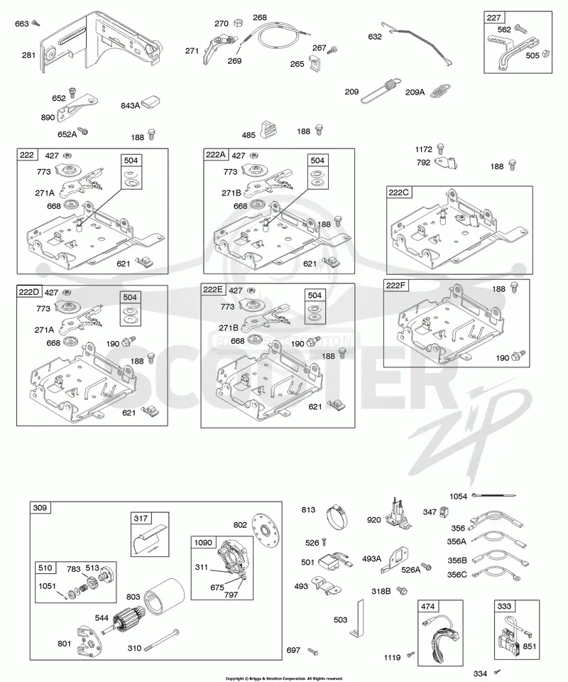 Controls, Electric Starter, Governor Spring, Ignition