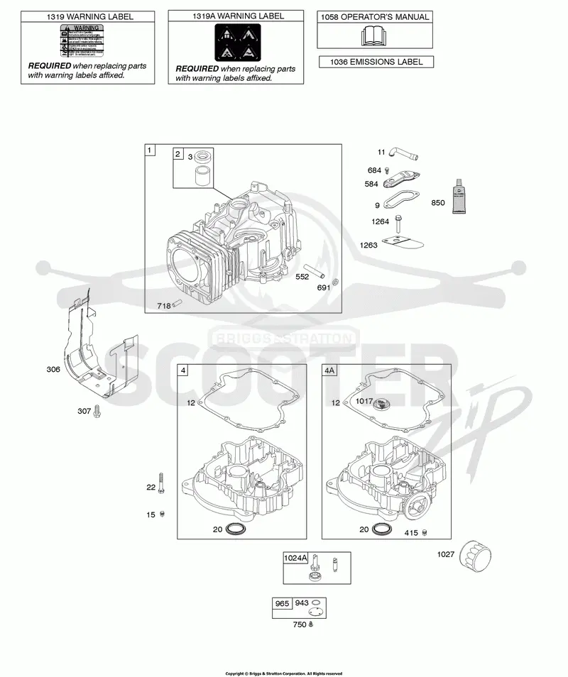 Cylinder, Engine Sump, Lubrication, Operators Manual, Warning Label