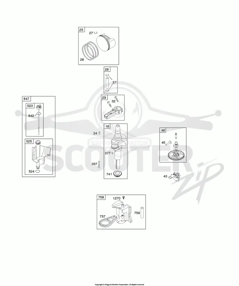 Camshaft, Crankshaft, Piston, Rings, Connecting Rod