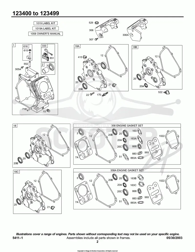 Crankcase Cover/Sumps, Cylinder Group, Kits/Gasket-Engine