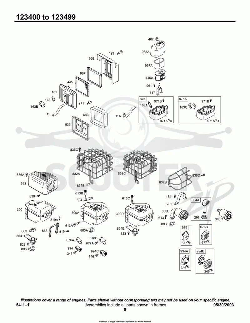 Air Cleaner Group, Muffler Group