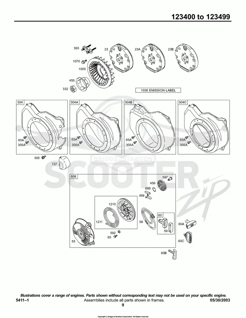 Blower Housing/Shrouds, Flywheel, Rewind Group