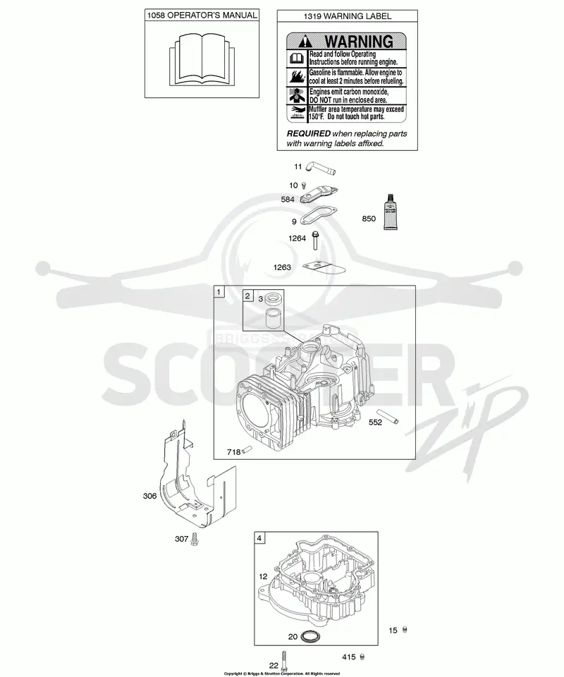 Cylinder, Engine Sump, Operators Manual, Warning Label