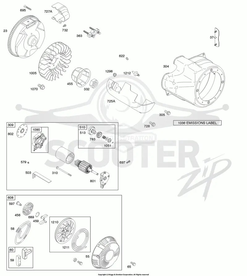 Blower Housing/Shrouds, Electric Starter, Flywheel, Rewind Starter