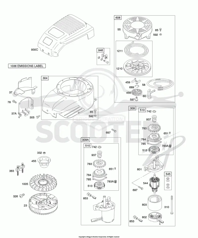 Blower Housing/Shrouds, Elecrtic Starter, Flywheel, Rewind Starter
