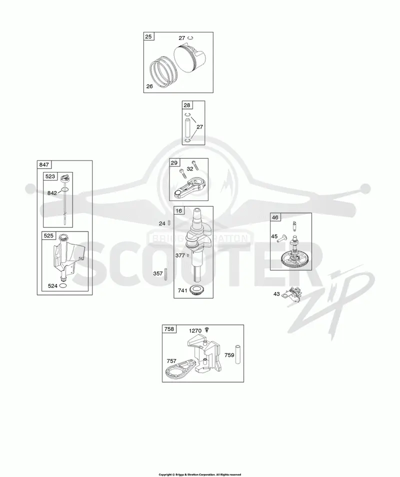 Camshaft, Crankshaft, Piston, Rings, Connecting Rod