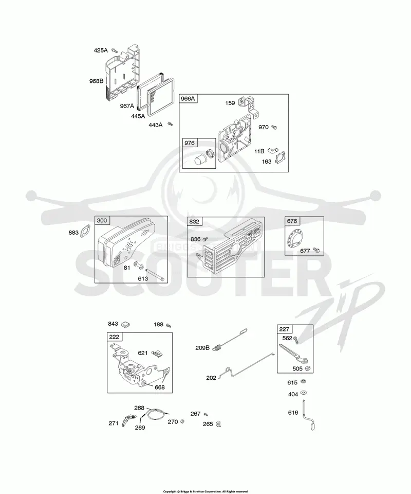 Air Cleaner, Controls, Exhaust System, Governor Spring