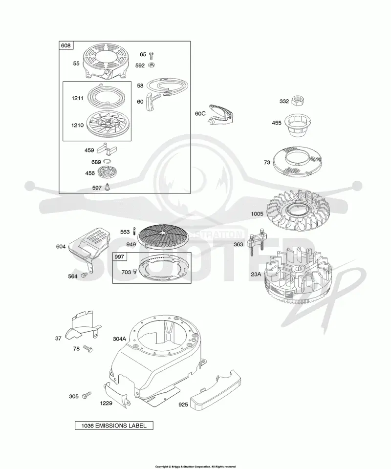 Blower Housing/Shrouds, Flywheel, Rewind Starter