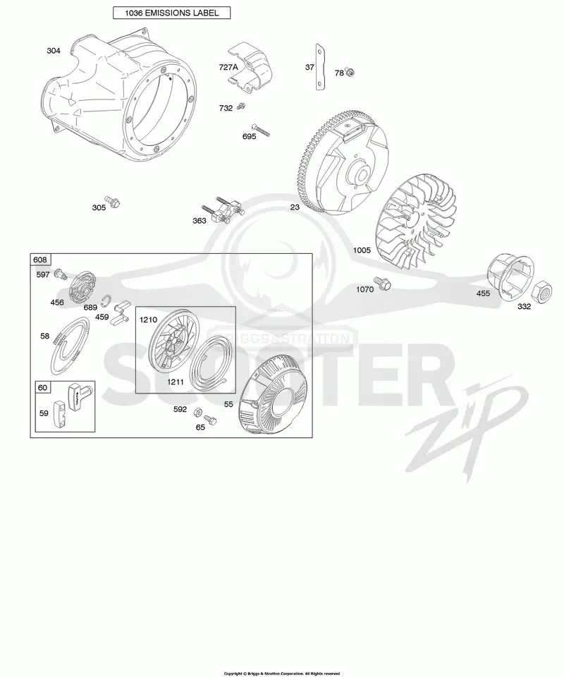 Blower Housing/Shrouds, Flywheel, Rewind Starter