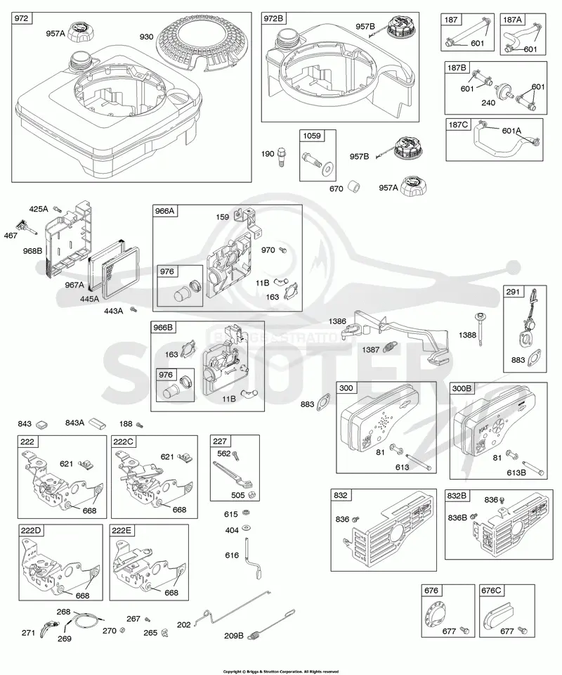 Air Cleaner, Controls, Exhaust System, Fuel Supply, Governor Spring