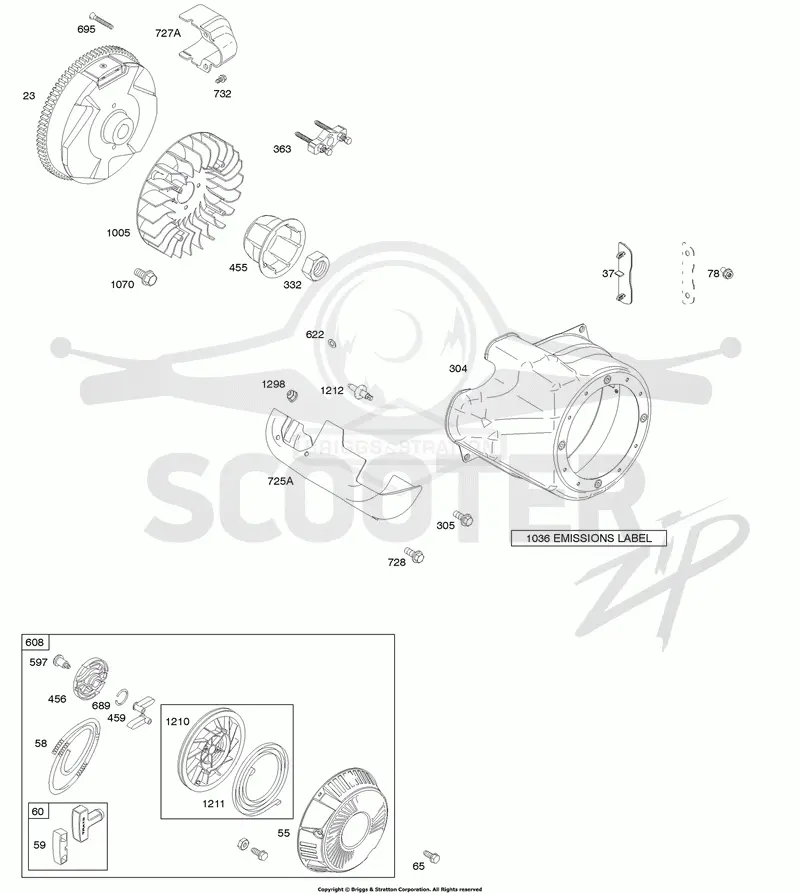 Blower Housing/Shrouds, Flywheel, Rewind Starter