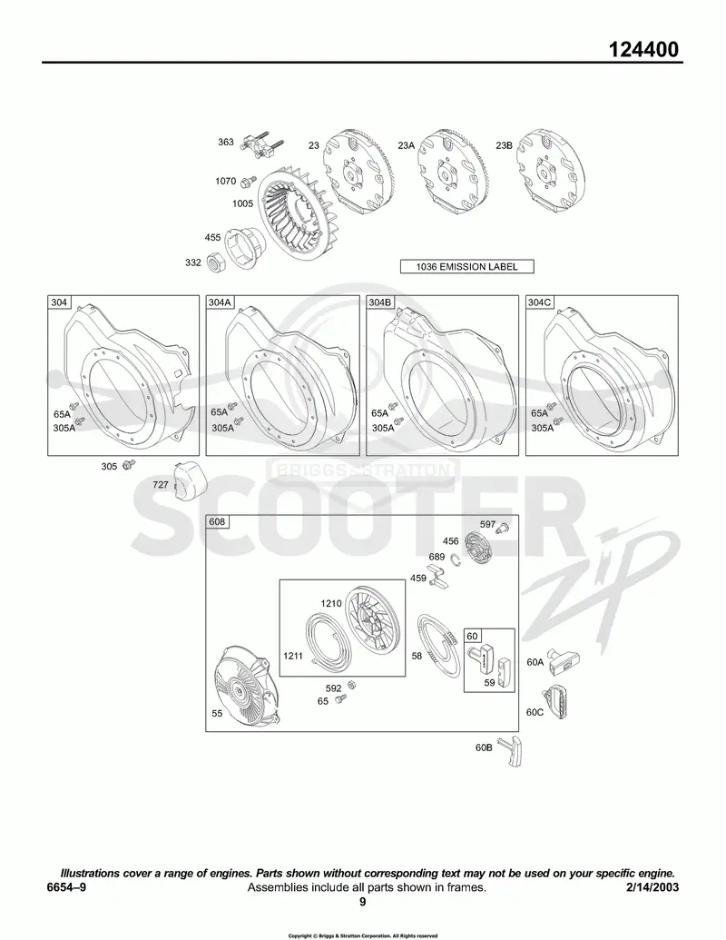 Blower Housing/Shrouds, Flywheel Group, Rewind