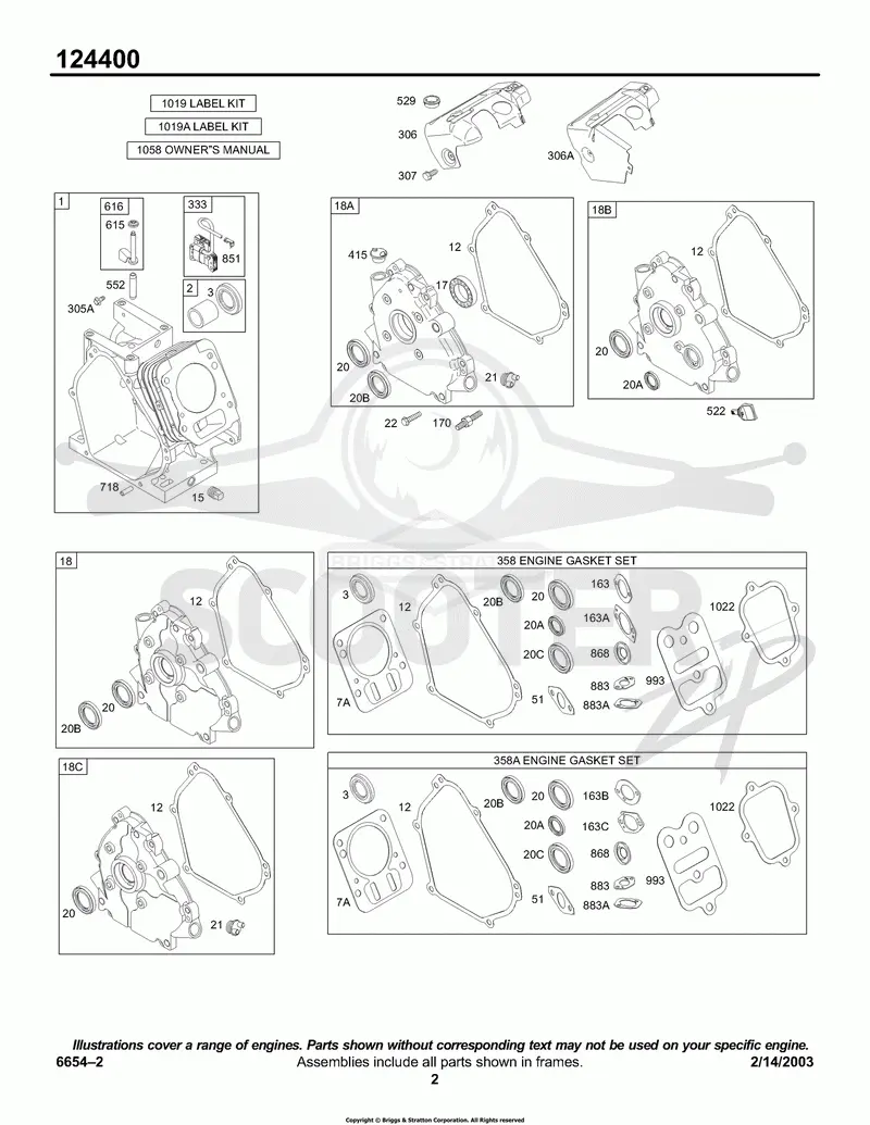 Crankcase Cover/Sump, Cylinder Group, Kits/Gaskets - Engine