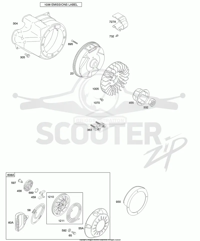 Blower Housing/Shrouds, Flywheel, Rewind Starter