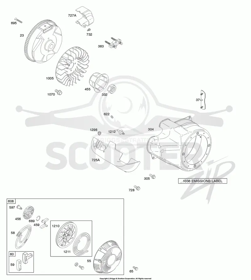 Blower Housing/Shrouds, Flywheel, Rewind Starter