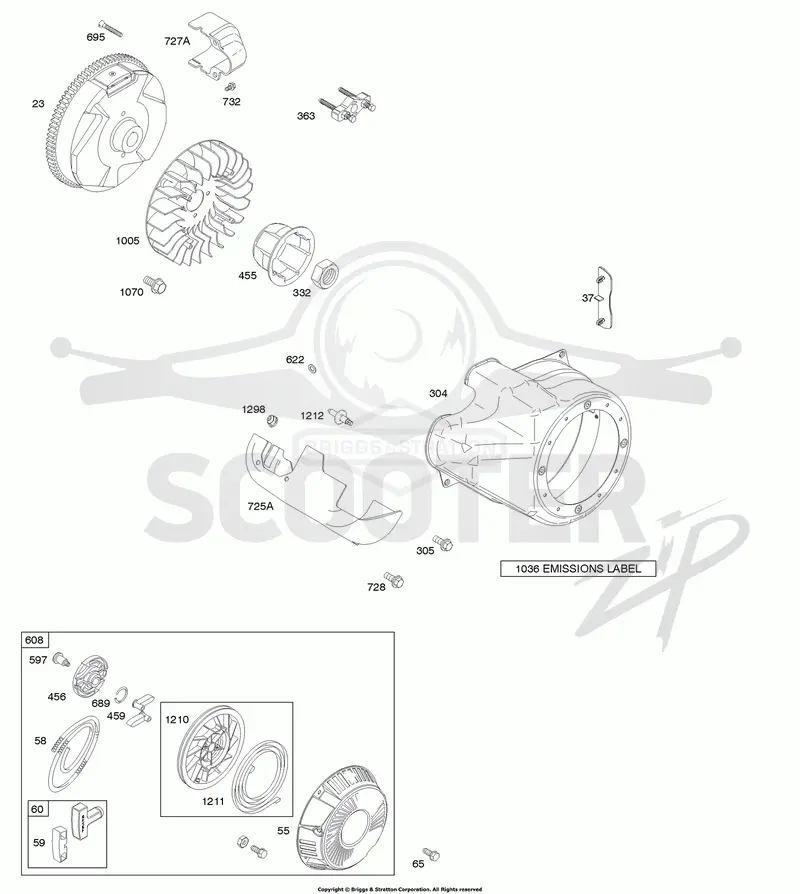 Blower Housing/Shrouds, Flywheel, Rewind Starter