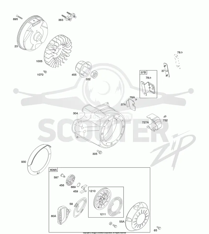 Blower Housing/Shrouds, Flywheel, Rewind Starter