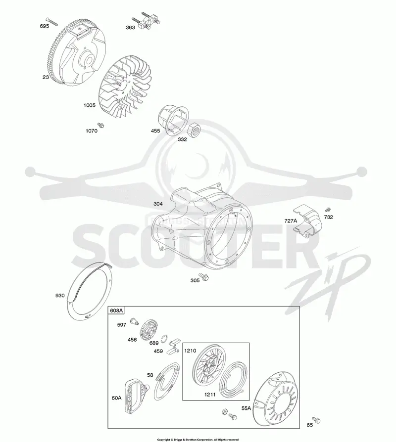 Blower Housing/Shrouds, Flywheel, Rewind Starter