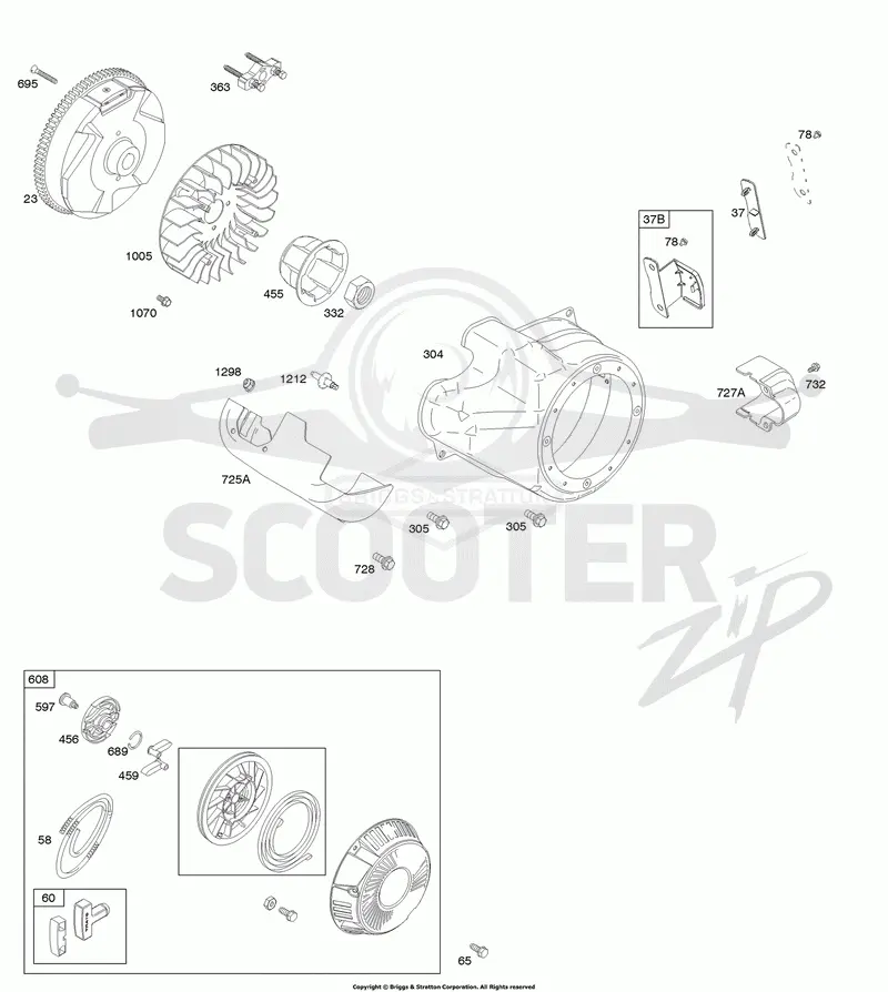 Blower Housing/Shrouds, Flywheel, Rewind Starter