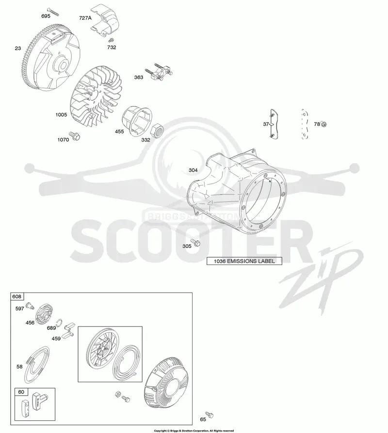 Blower Housing/Shrouds, Flywheel, Rewind Starter