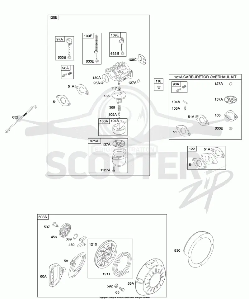 Carburetor, Kit - Carburetor Overhaul, Rewind Starter