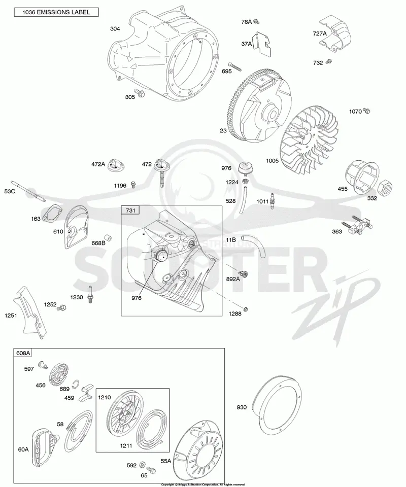 Blower Housing/Shrouds, Flywheel, Rewind Starter