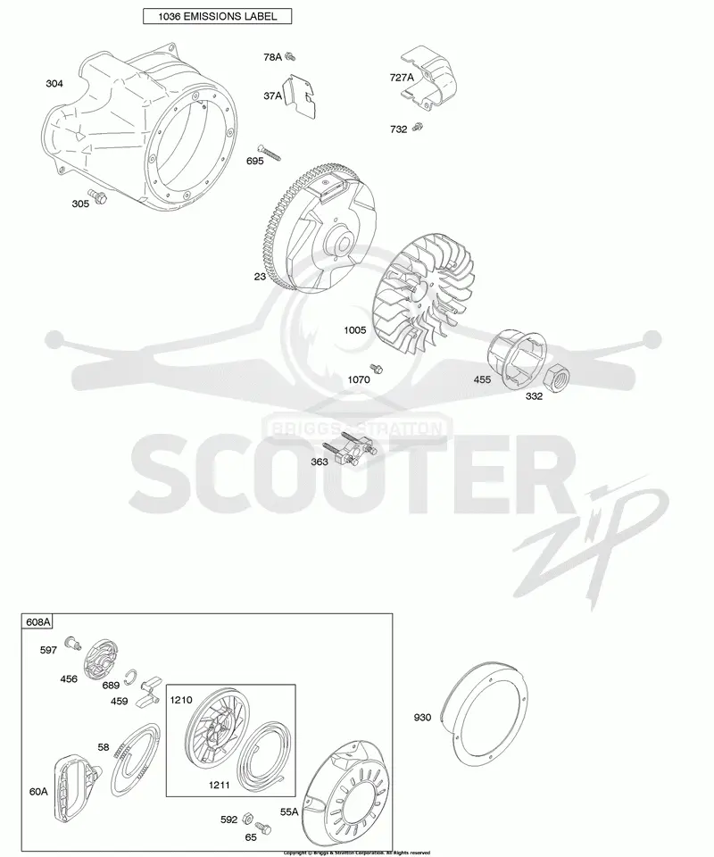Blower Housing/Shrouds, Flywheel, Rewind Starter