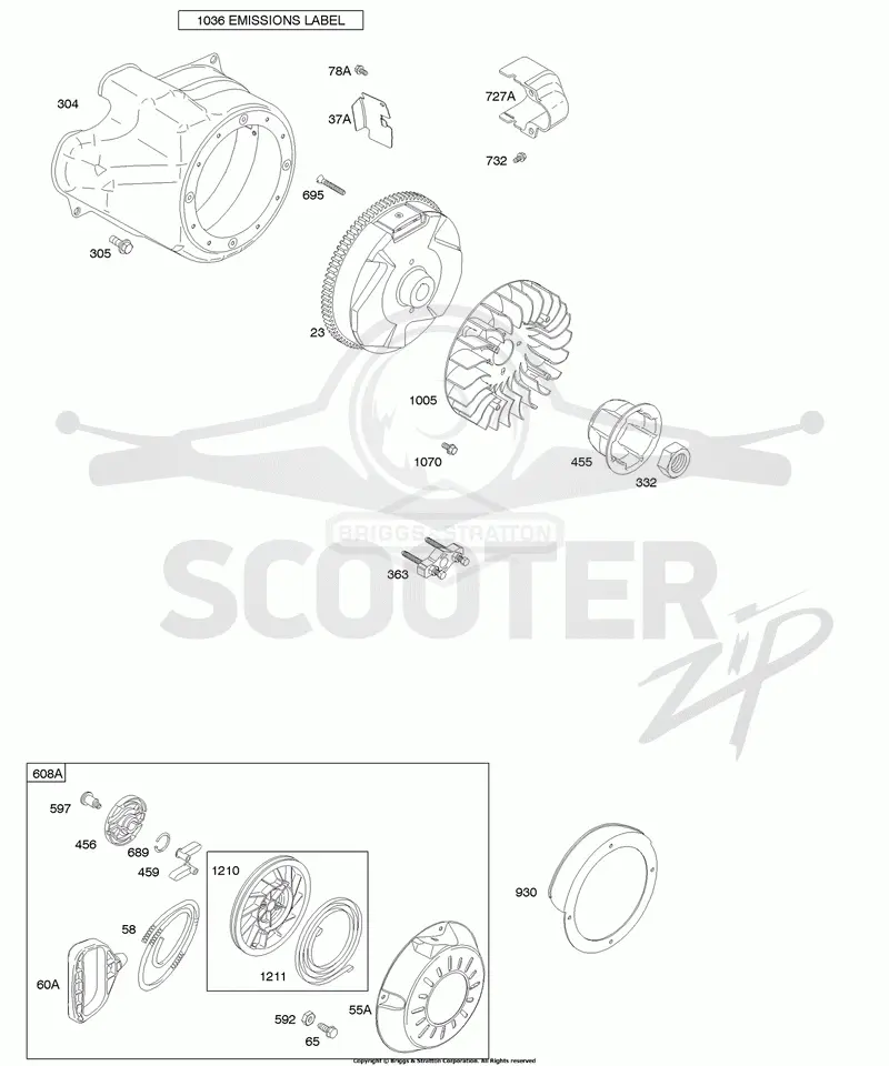 Blower Housing/Shrouds, Flywheel, Rewind Starter