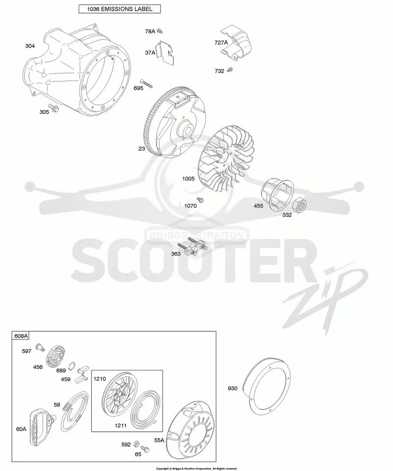 Blower Housing/Shrouds, Flywheel, Rewind Starter