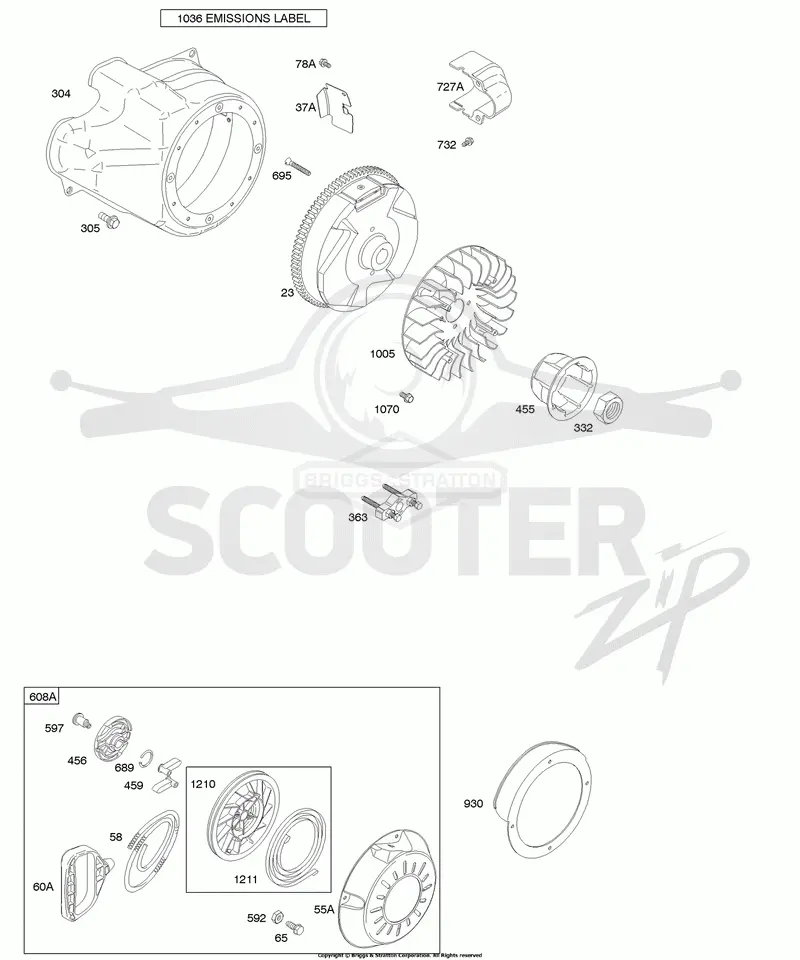 Blower Housing/Shrouds, Flywheel, Rewind Starter