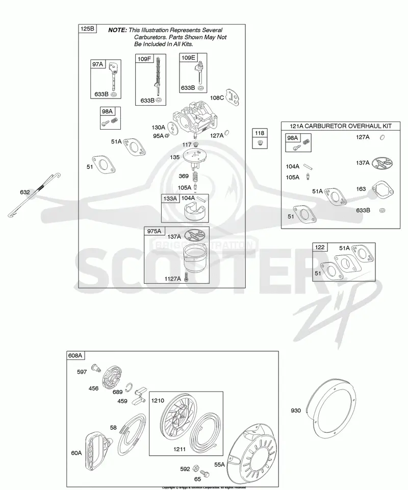Carburetor, Kit - Carburetor Overhaul, Rewind Starter