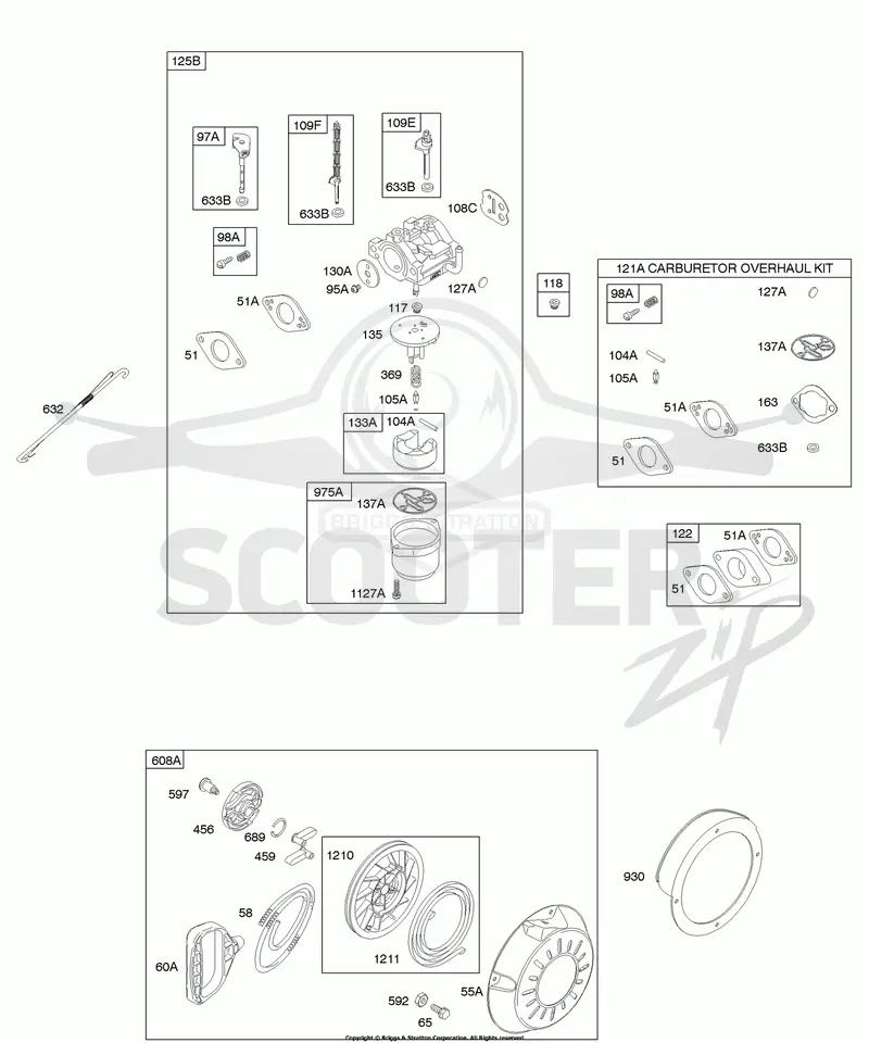 Carburetor, Kit - Carburetor Overhaul, Rewind Starter