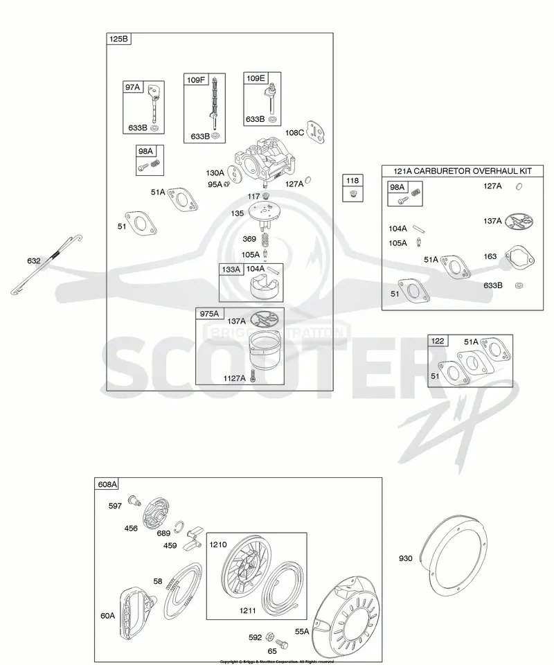 Carburetor, Kit - Carburetor Overhaul, Rewind Starter