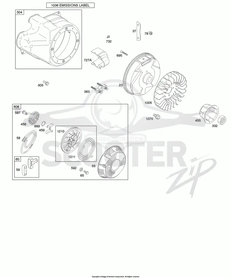 Blower Housing/Shrouds, Flywheel, Rewind Starter