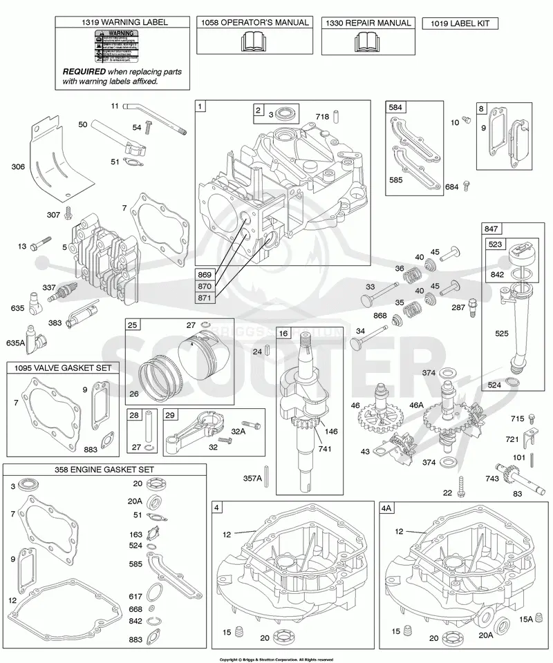 Camshaft, Crankshaft, Cylinder, Engine Sump, Kit/Gasket, Lubrication, Piston Group, Valves