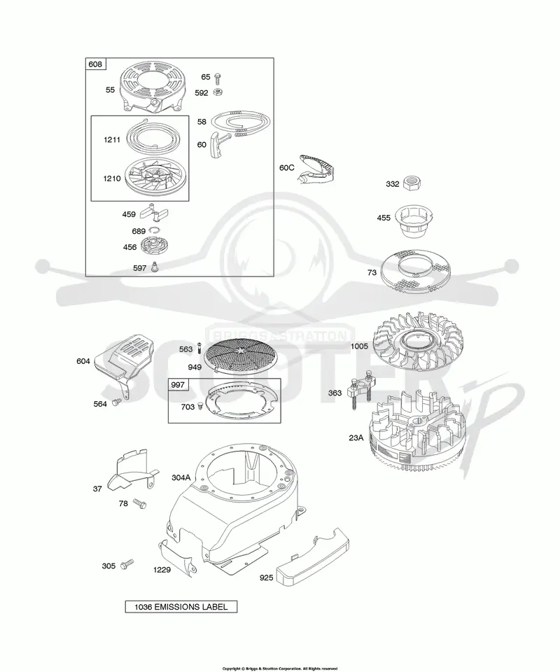 Blower Housing/Shrouds, Flywheel, Rewind Starter