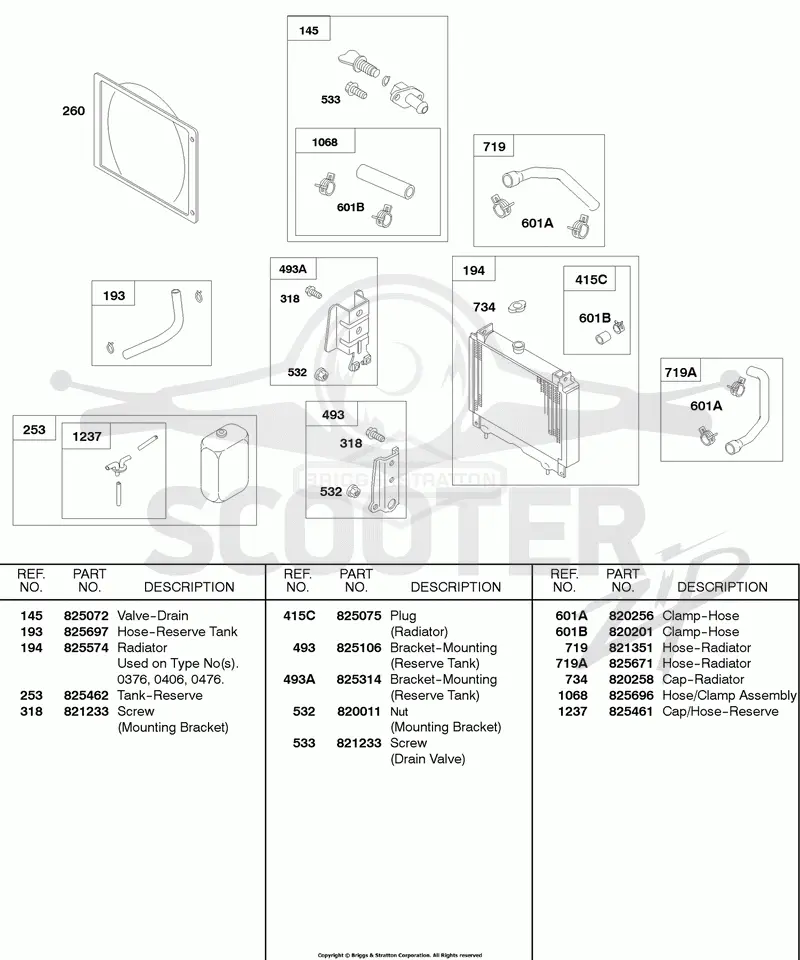 Radiator, Hoses, Mounting Brackets