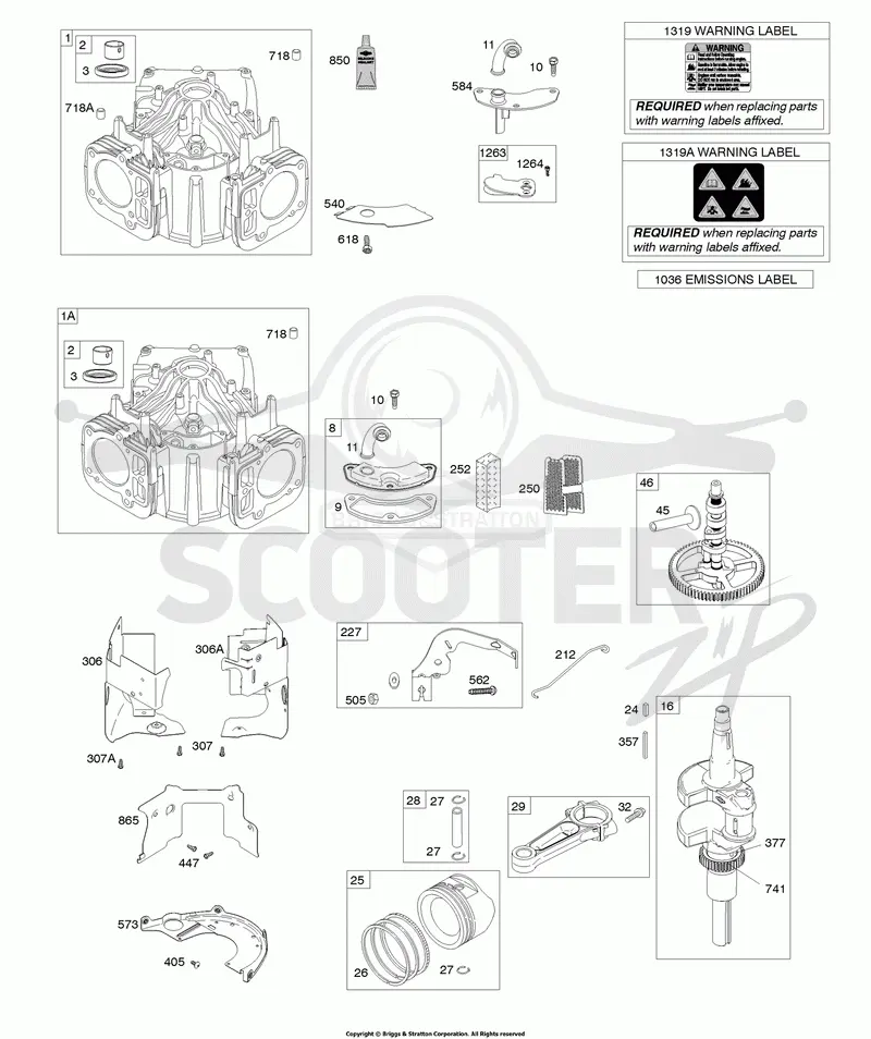 Cylinder, Crankshaft, Camshaft, Air Guides